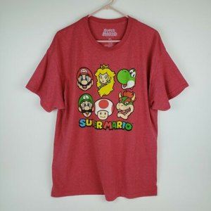 Super Mario Brothers Character T-Shirt Red (Size XL)